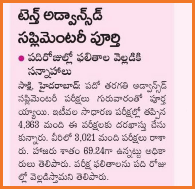 TS SSC Supplementary Result 2025