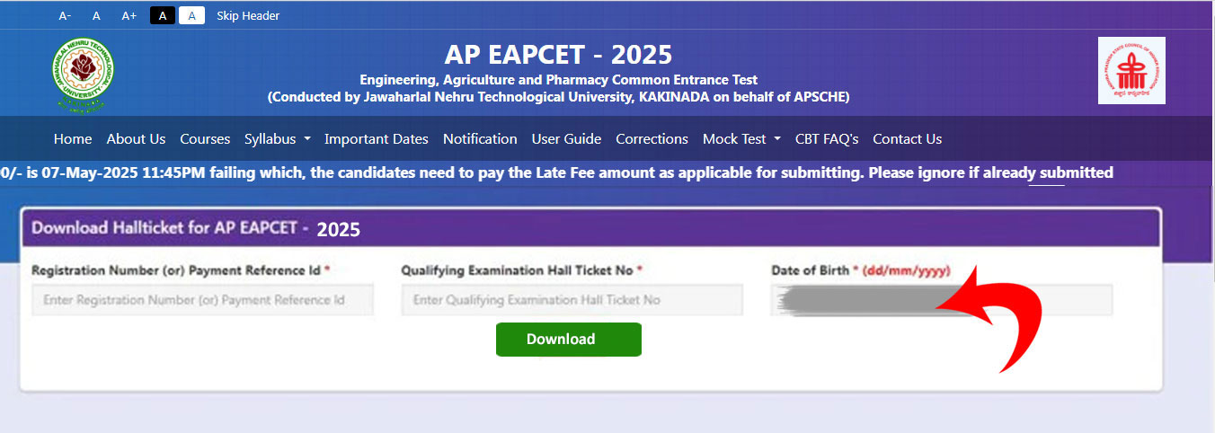 AP EAPCET Input your Date of Birth. AP EAPCET Input your Date of Birth.